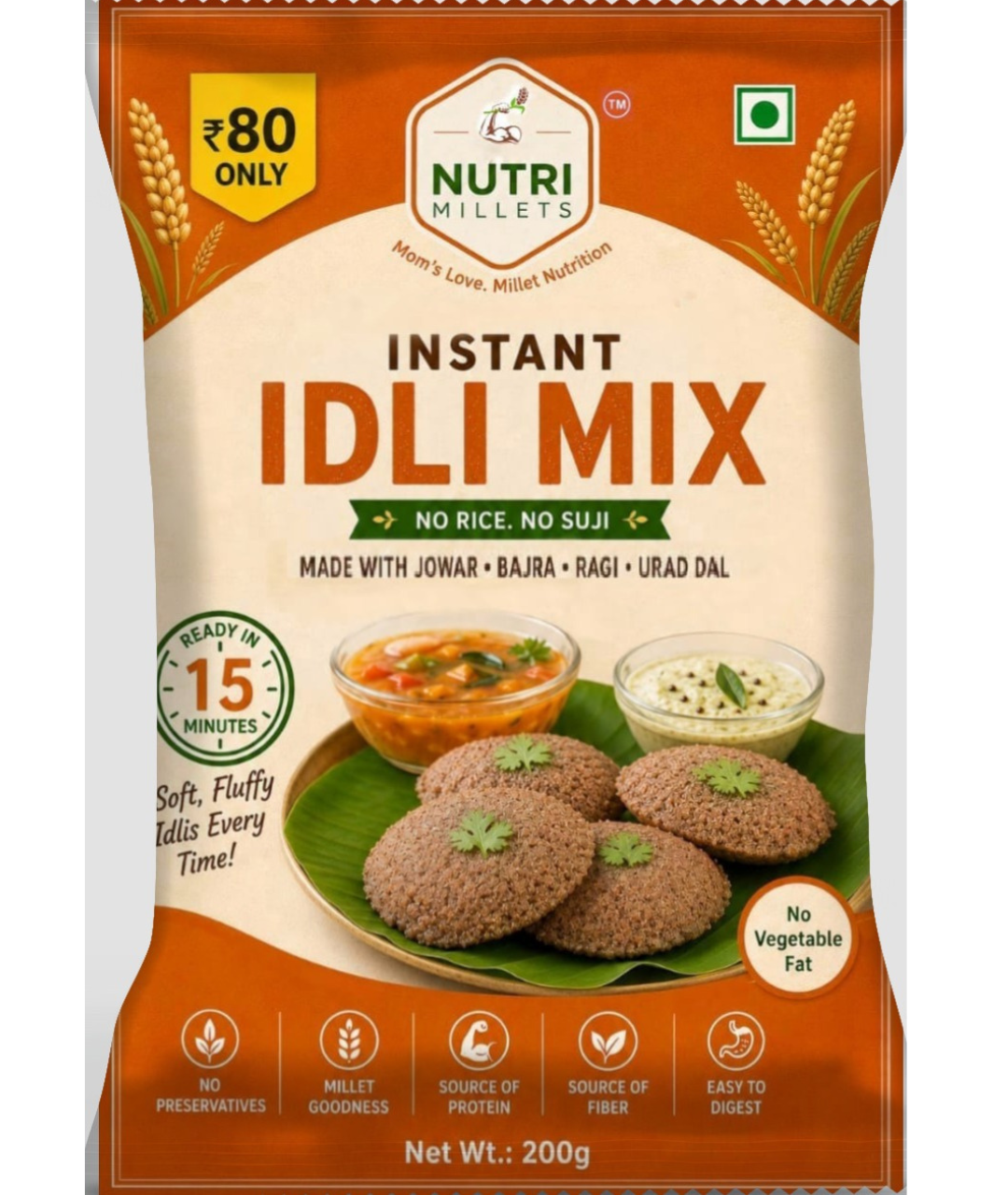 NutriMillets Instant Idli Mix – 100% Rice-Free, Millet-Based Soft Idlis