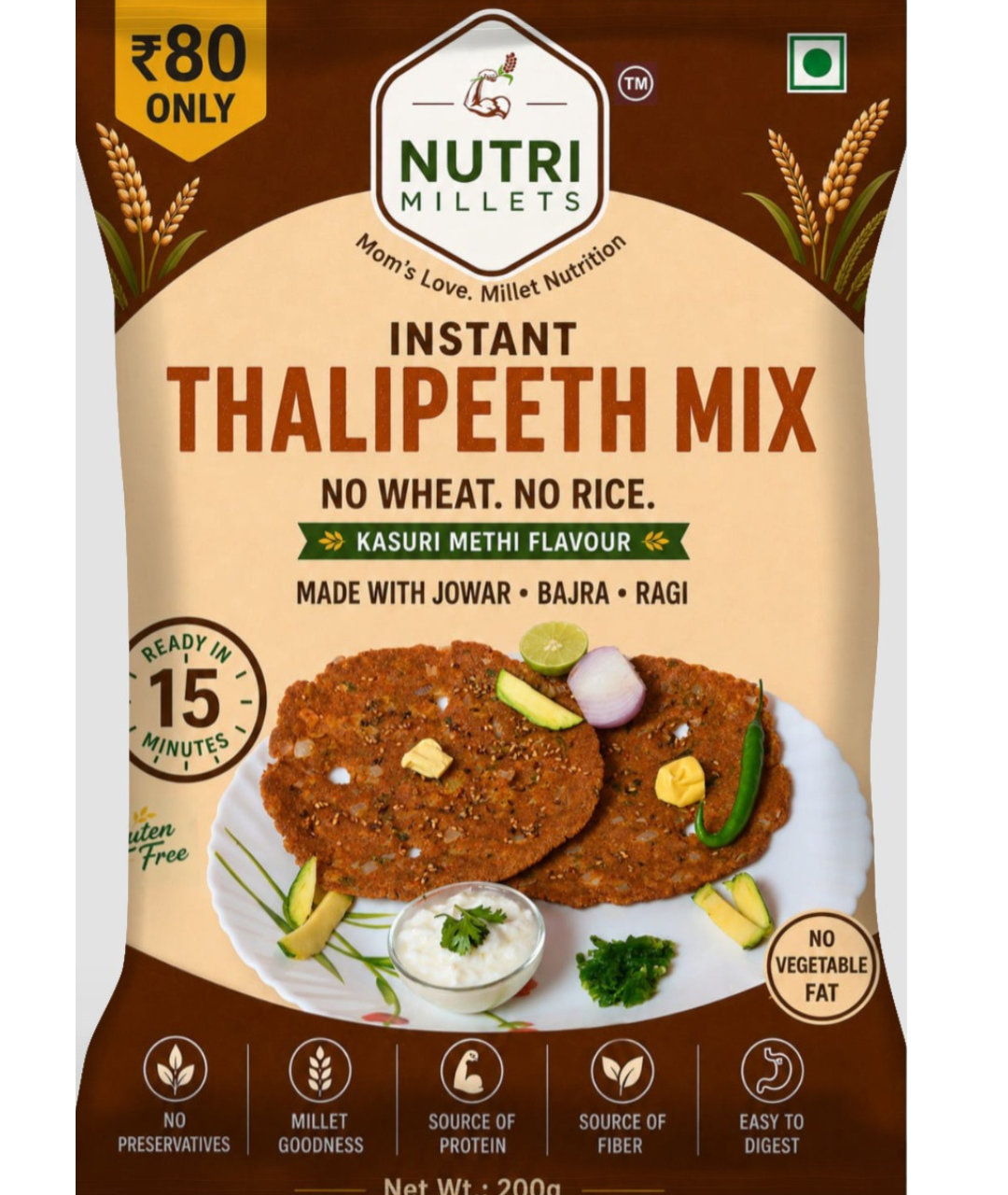 NutriMillets Thalipeeth Mix – Spiced Multigrain Flatbread Mix