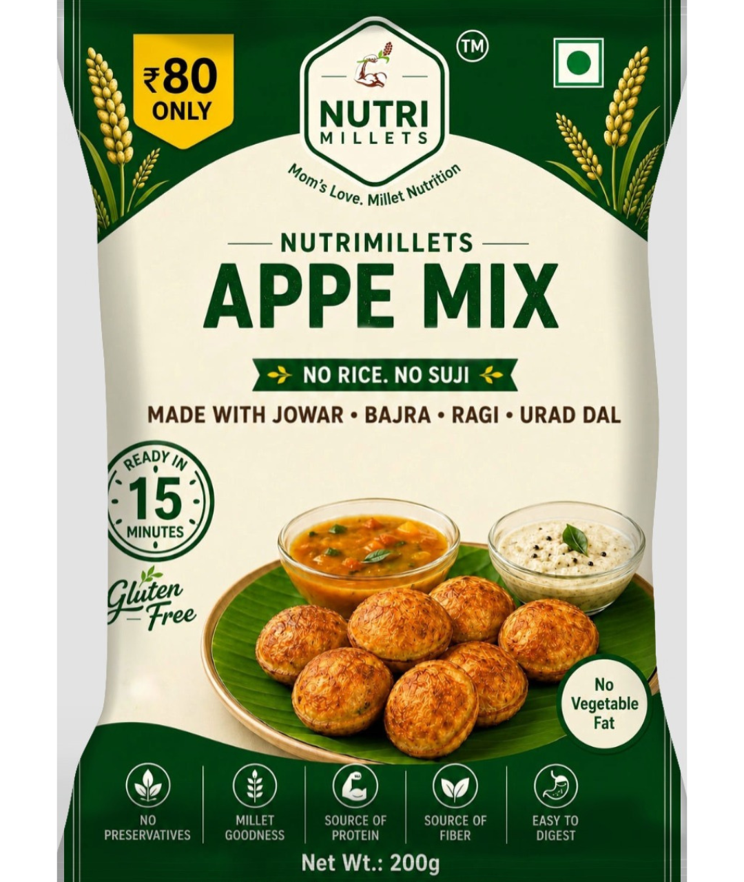 NutriMillets Instant Appe Mix – Free from Rice & Suji | Crispy Outside, Soft Inside